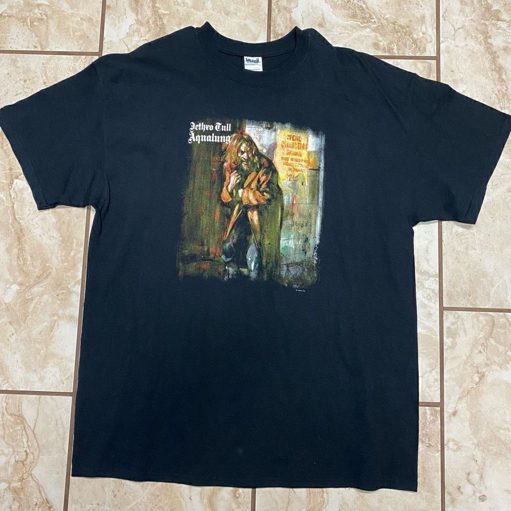 ANVIL KNITWEAR Men's "Jethro Tull Aqualung" Printed T-shirt Black XL NWOT